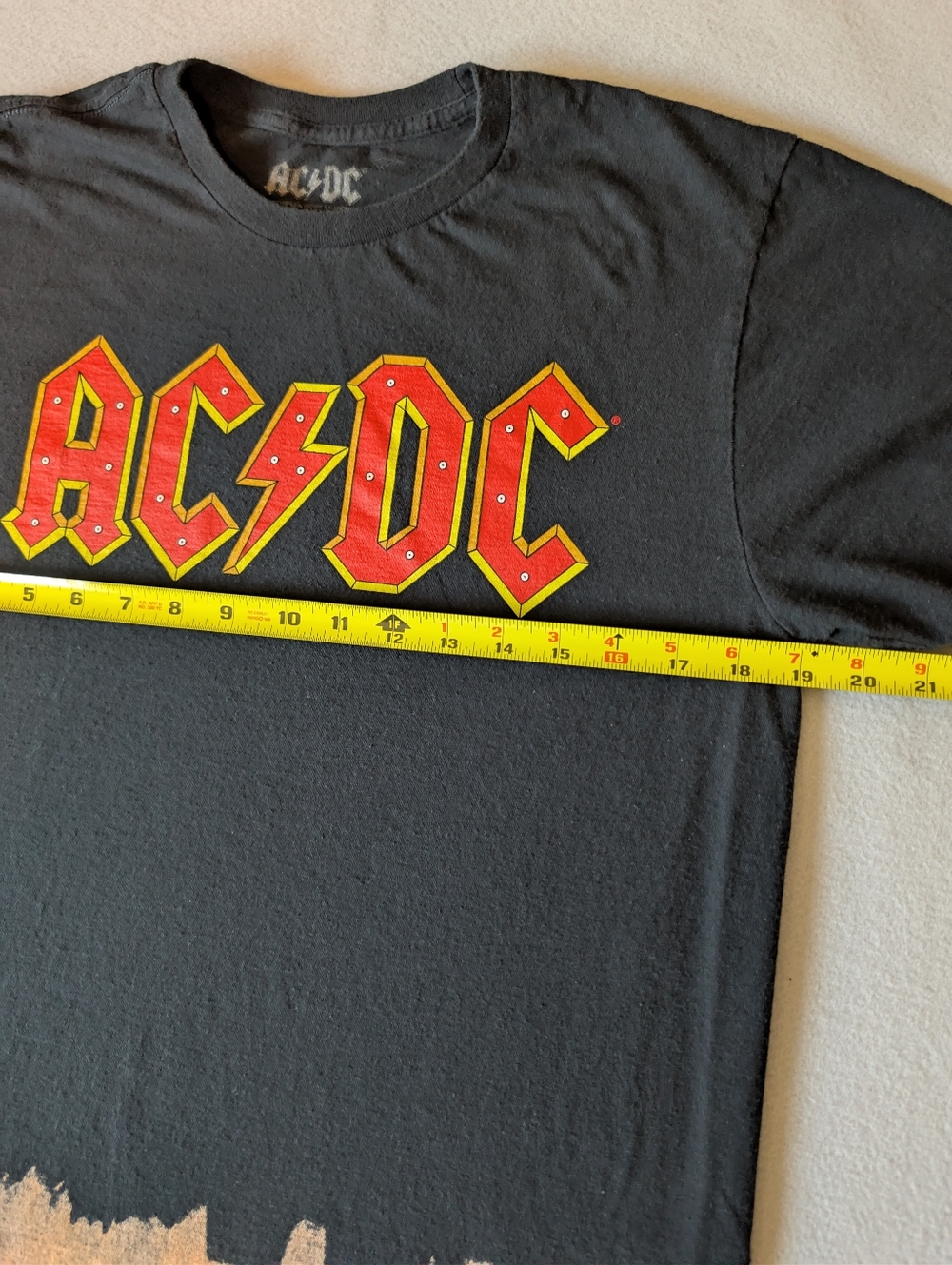 AC/DC Logo Bleached Dip-Dye Graphic T-Shirt Sz M Alt Streetwear image 9